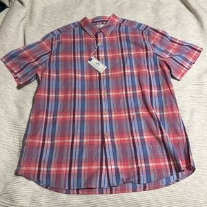 NWT Southern Tide Pink and Blue Plaid Short Sleeve Button Down Size XL Men’s